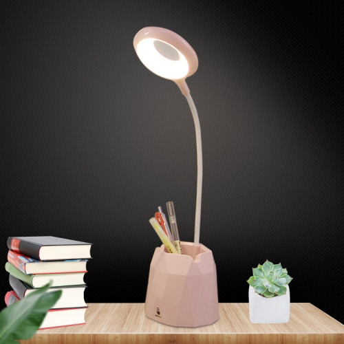 

Creative Pen Holder Touch Switch Student Reading Light Eye-protection Small Table Lamp with 3 Gear Dimming, Capacity:4000mAh(Pink)