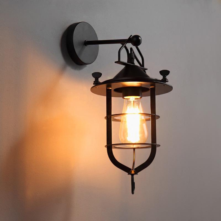

Creative Dock Retro Iron Restaurant Balcony Corridor Bedside Wall Lamp without Bulbs