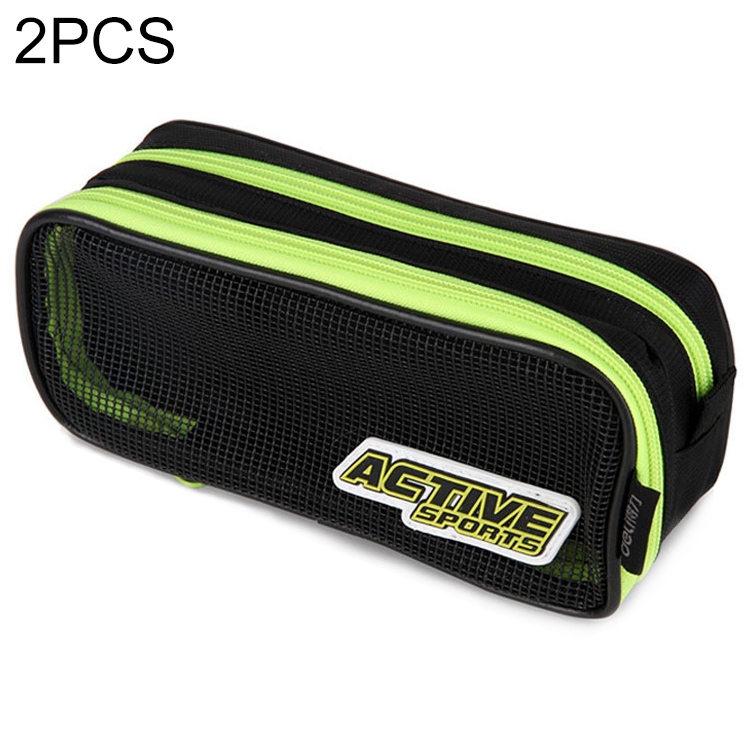 

ACTIVE Large Capacity Multifunctional Canvas Pencil Cases Double Zipper Pen Box Boys Girls School Stationery Pouch(Green)