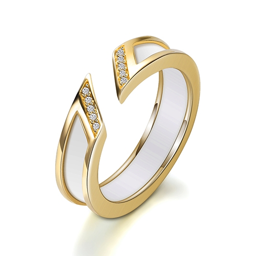 

Women Fashion Zircon Metal Wedding Open Rings Size:9(White and Gold)