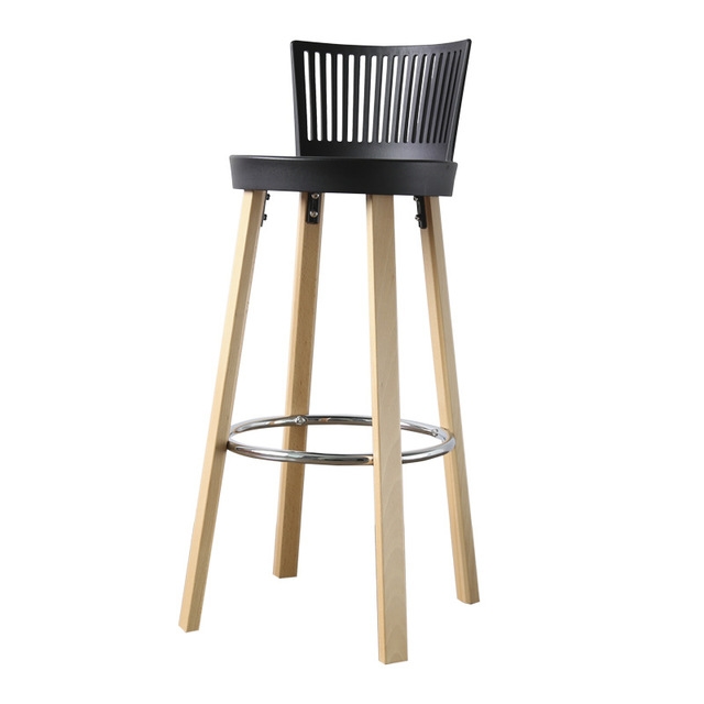 

Nordic StyleSolid Wood Balcony Bigh Bar Chair(Black)