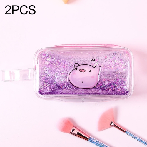 

Cute PVC Pig Pattern Pencil Case Colorful Transparent Quicksand Girl Pen Bag Creative Stationery School Supplies(Purple Pig)