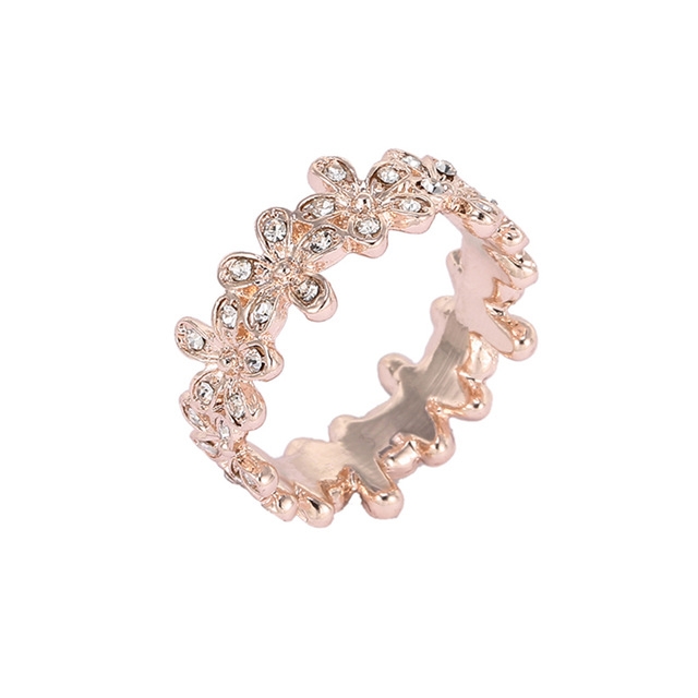 

2 PCS Charm Sparkle Flower Diamond-encrusted Big Wave Ring(Rose Gold)