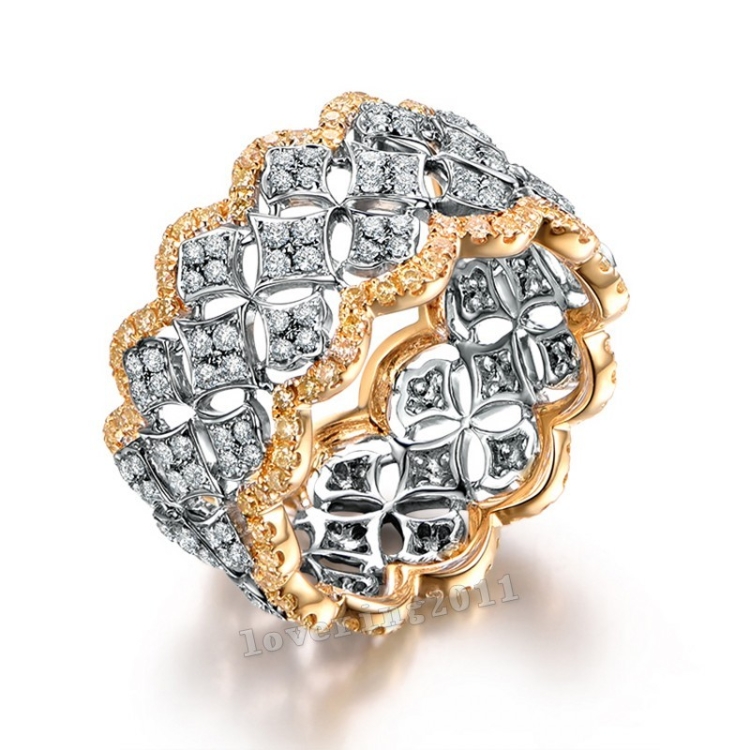 

Plated Color Micro Set Ring Luxury Diamond Gold Wedding ring Size:6
