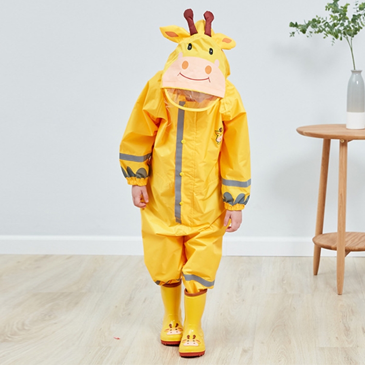 

Kids Cartoon Animal Waterproof Jumpsuit Raincoat Boys Girls Children Rainwear Hooded Raincoat Suit, Size:L(Yellow)