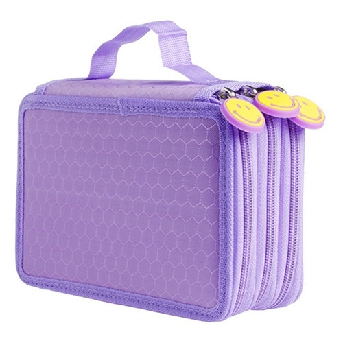 

72-Hole Suit Smile Face Hand-held Pencil Bag(Purple)