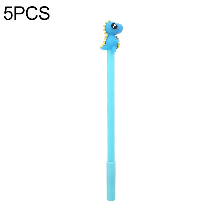 

5 PCS Creative Stationery Dinosaur Silicone Head Neutral Pen(Blue)