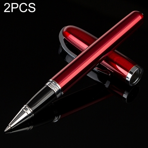 

2 PCS Black Roll Ball Pen Ballpoint Pens School Office Stationery Luxury Birthday Gift(Red wine)