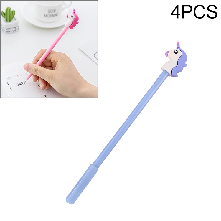 

4 PCS Cartoon Unicorn Neutral Student Pen( Blue)