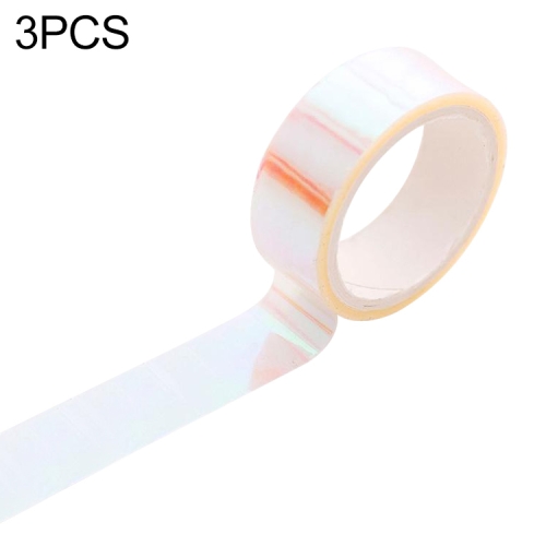 

3 PCS Creative Laser Washi Tape Rainbow Color Scrapbooking Masking Tape DIY Sticker Party Decorations School Office Stationery(White)