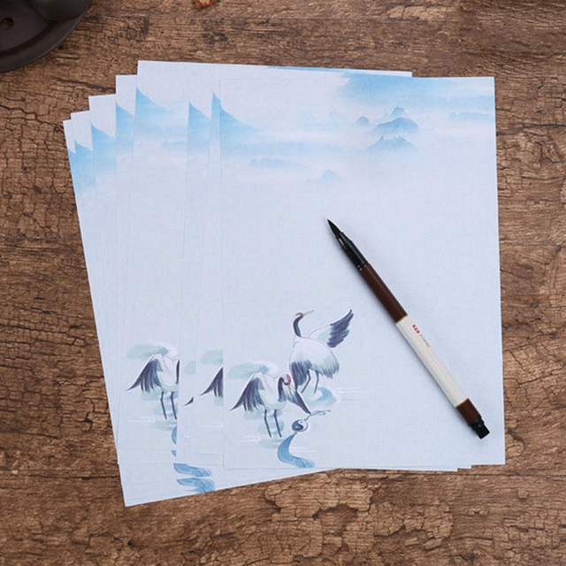 

16 PCS Chinese Vintage Style Writing Letter Paper School Office Supplies Lettering Stationery(Crane)