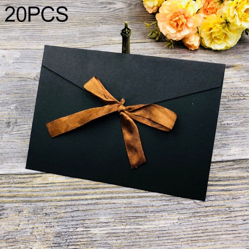 

20 PCS Vintage Blank Kraft Paper DIY Multifunction Envelope Ribbon Postcard Box Small(Black)