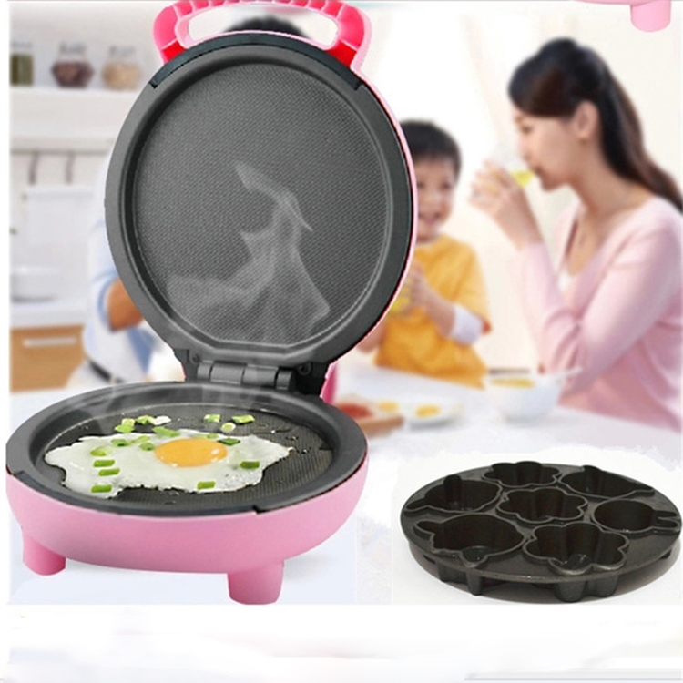 

Electric Mini Multifunctional Baked Machine Cake Machine Automatic Children Bread Machine Removable Electric Cake Pan Household Mini-frying Pan, Style:Separate(Pink)