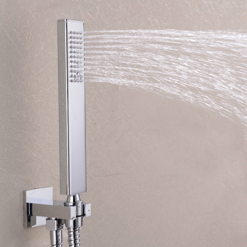 

Wall-mounted Square Chrome-plated Hand-held Copper Water-saving Shower Head