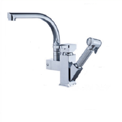 

Kitchen Faucet Mixer Tap Single Handle Two Swivel Spouts Hot Cold Water Tap Pull Out Flushing Spray Tap, Type:Low