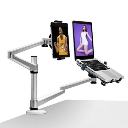 Sunsky Oa 9x Aluminum Alloy Height Adjustable Universal Rotation Double Arm Holder Notebook Tablet Combination Stand