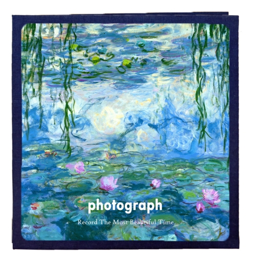 

Art Retro DIY Pasted Film Photo Album Family Couple Commemorative Large-Capacity Album, Colour:16 inch Water Lilies(30 White Card Inner Pages)