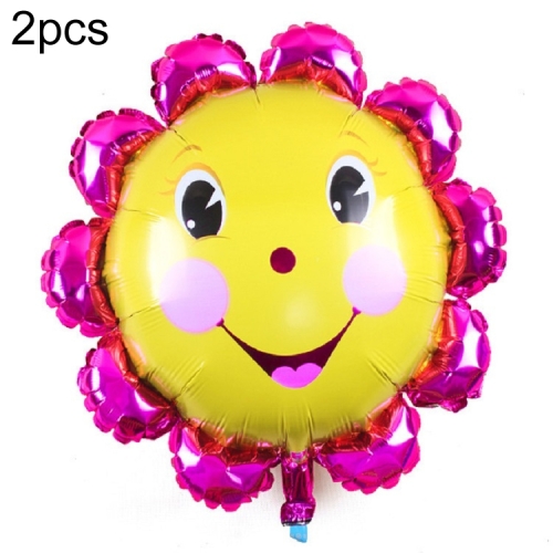 

2 PCS Balloon Cartoon Smile Sun Flower Aluminum Balloon Party Decoration Supplies, Size:59x62cm Rose Red Smiley Face