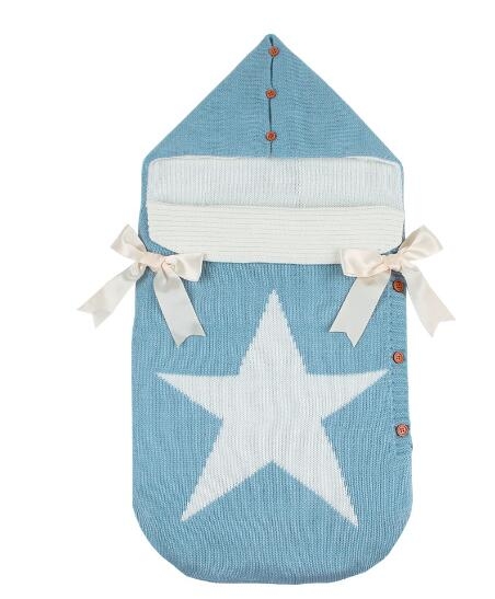 

Newborns Five Star Knitted Sleeping Bags Winter, Color: Light Blue