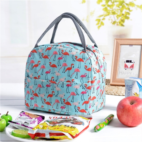 

Portable Outdoor Travel Handbag Waterproof Lunch Food Thermal Bag, Size:23.5x16x19cm(Tiffany Blue Flamingo)