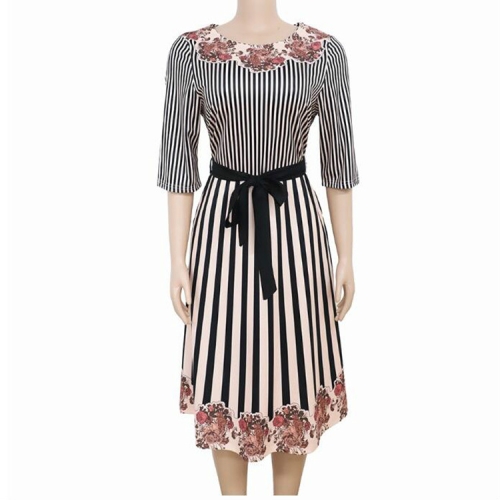 

Fashion Printed Elastic Sexy Dresses, Size:L(Apricot)