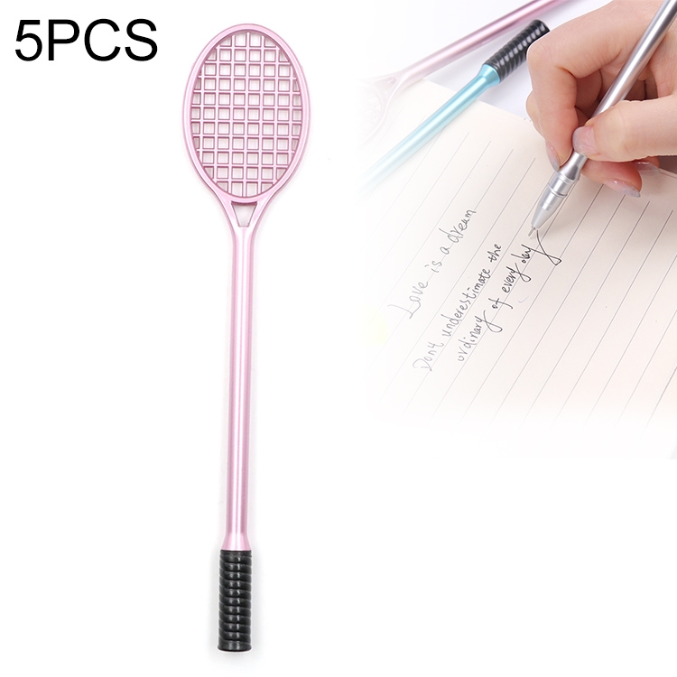 

5 PCS Cartoon Cute Badminton Racket Pattern School Office Supplies Stationery Black Refill Kawaii Ballpoint Pen(Purple (black refill))