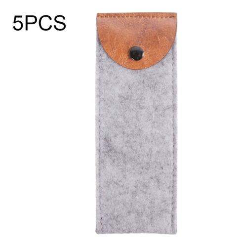 

5 PCS Large Capacity Felt Bag Stationery Bag(Grey)