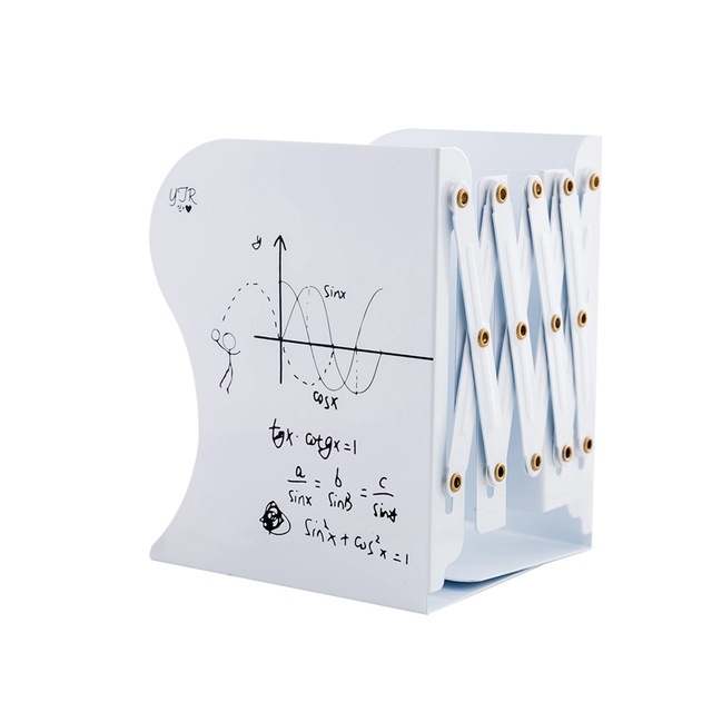 

Cartoon Battleman Pattern Bookshelf Metal Bookend Desk Holder Stand Stretchable Bookstand Organizer Stationery(White)