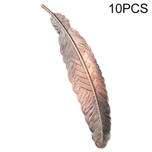 

10 PCS Feather Leaf Metal Bookmark Children Student Gift Stationery School Office Supplies(Red Copper)