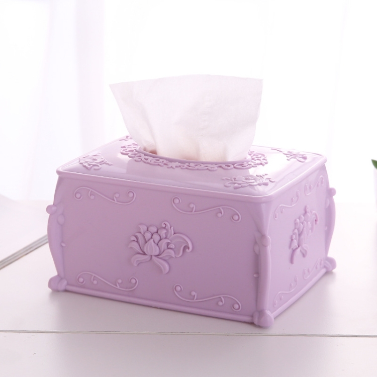 

Creative Simple Carved Tissue Box Living Room Home Desktop Coffee Table Tissue Box(Purple )