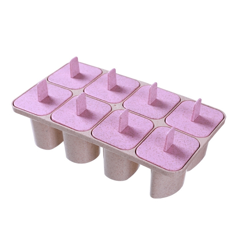 

Summer Creative 8 Grid Wheat Straw DIY Ice Cream Popsicle Mold(Pink)