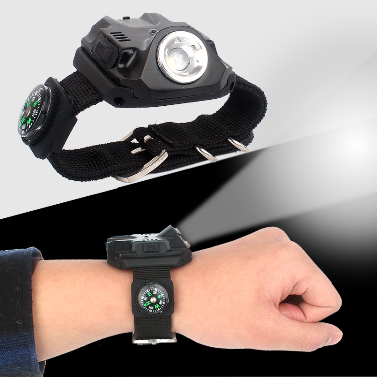 

Outdoor Strong Light LED Multi-function Wrist Light Night Activity Riding Light Watch Shape Light(Black)