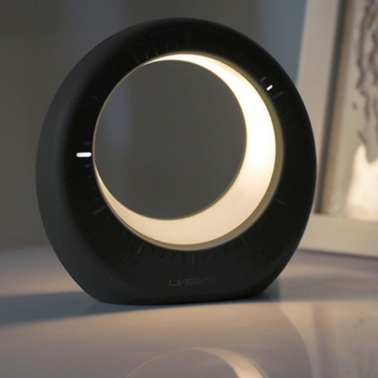 

Creative Moon Alarm Clock USB Rechargeable Touch Bed Dormitory LED Night Light(Black)
