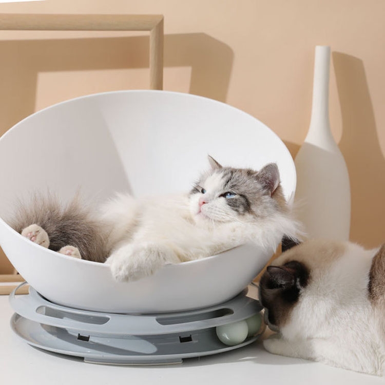 

Two-in-one Half-ball Pet Cat Nest Single-layer Cat Carousel(Gray)