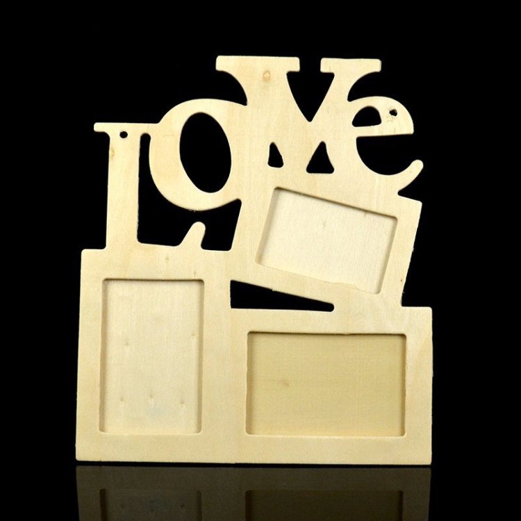 

2 PCS Children DIY Wooden Siamese Letters White Embryo Snowflake Mud Photo Frame, Frame size: 19.5cmx16.5cm