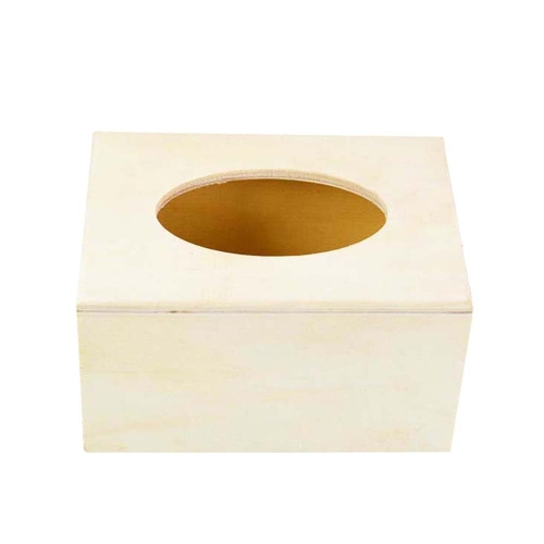 

Tectangle Wooden Tissue Box Napkin Storage Box, Size:16.5x12.3x9cm(Wood Color )