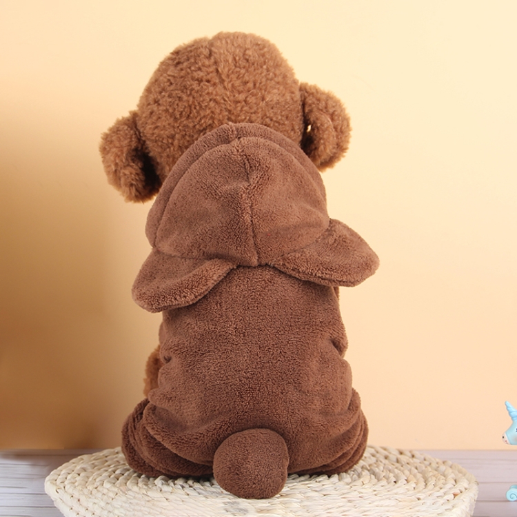 

Autumn and Winter Plus Velvet Warm Hooded Plush Cute Pet Four-legged Clothes, Size: M(Brown)