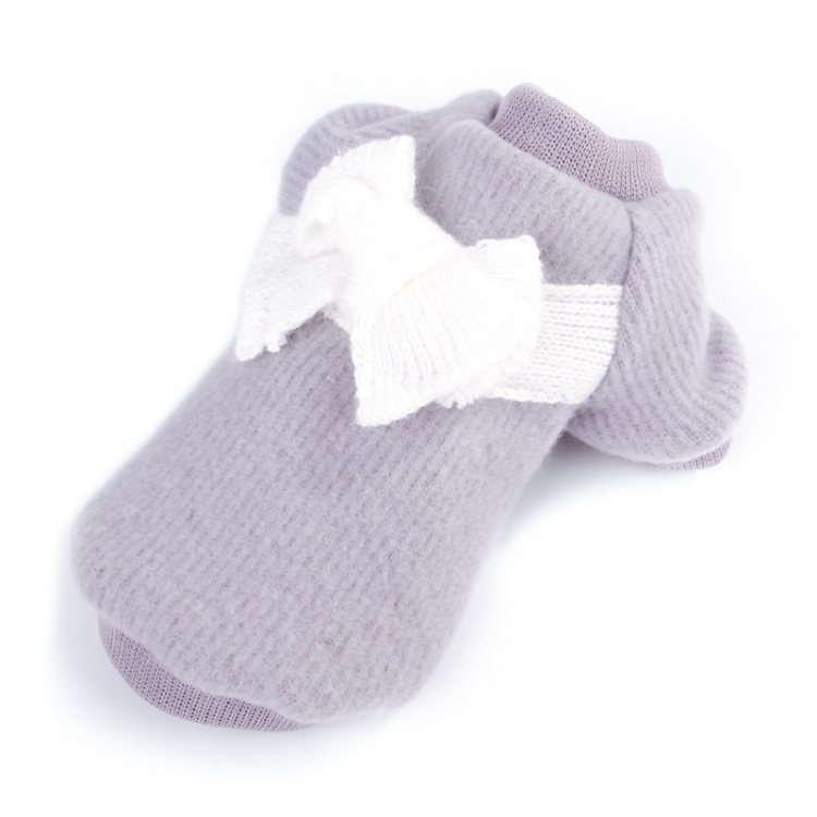

Autumn and Winter Knit Bow Sweater Bottoming Shirt Two Feet Pet Clothes, Size: M(Grey)