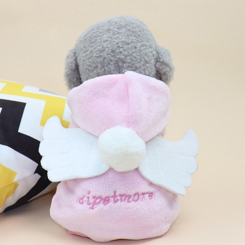 

2 PCS Autumn and Winter Warm Cute Angel Wings Hooded Sweater Pet Clothing, Size：S(Pink)