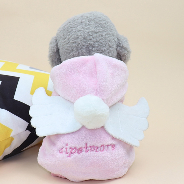 

2 PCS Autumn and Winter Warm Cute Angel Wings Hooded Sweater Pet Clothing, Size：XL(Pink)