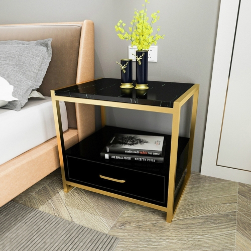 

Simple Bedroom Mini Storage Locker Bedside Table, Color:B Black Marble Surface