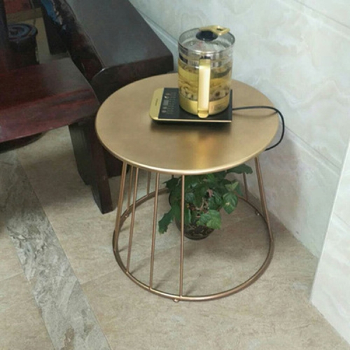 

Simple Iron Art Bedroom Round Coffee Table, Color:Gold 55x55x52cm