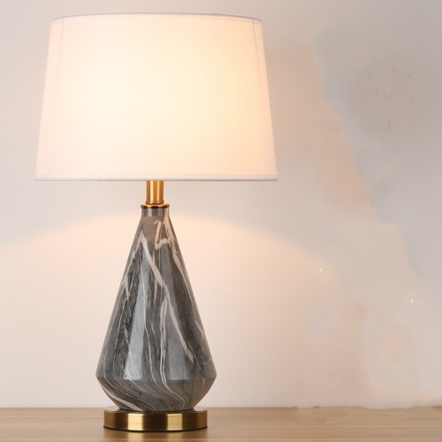 

Marbled Ceramic Table Lamp Bedside Living Room Bedroom Hotel Decorative Lighting(Grey)