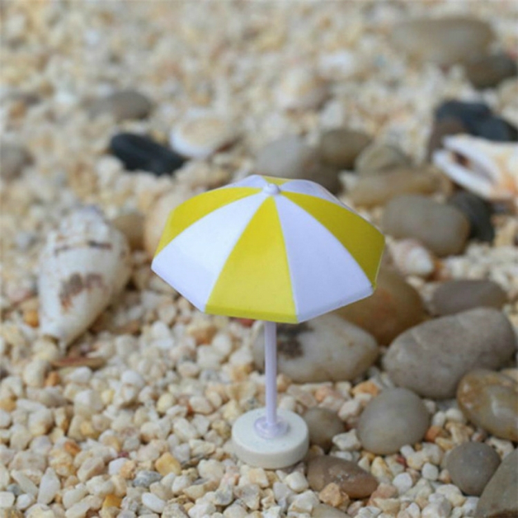 

2 PCS Miniature Sun Umbrella DIY Home Garden Decoration Cute Umbrella Table Ornament Handicrafts, Size:M(Yellow)