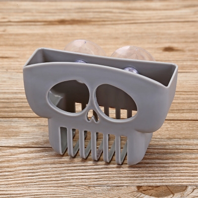 

Multifunctional Skull Storage Drain Rack Hole Free Sponge Soap Shelf(Gray)