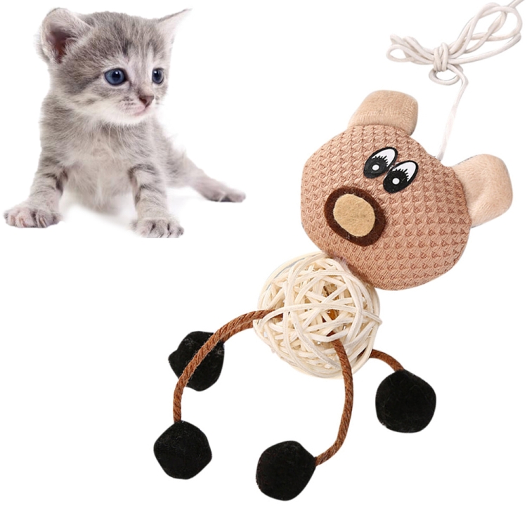 

3 PCS Portable Rattan Ball with Bells Pet Cat Interactive Game Toy Funny Cat Stick(Bear)