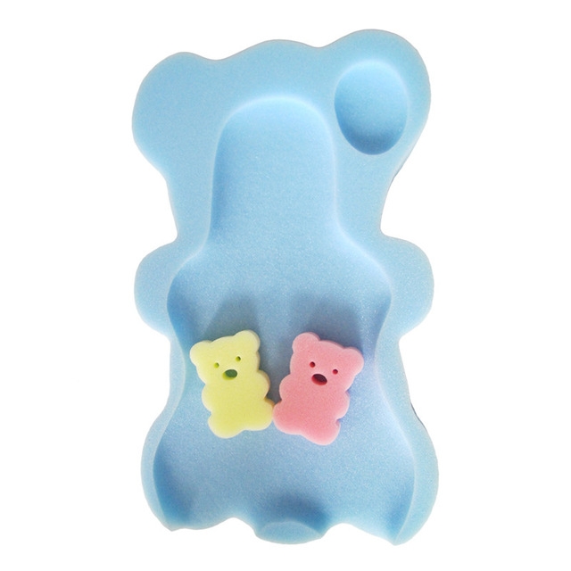 

2 PCS Baby Infant Soft Bath Sponge Seat Cute Anti-Slip Foam Pad Mat Kids Safety Cushion Sponge Bathroom Products(Sky blue)