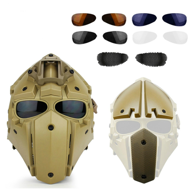 

WoSporT Outdoor Adjustable Cycling Helmet Full Face Protective Mask, One Size Suitable for Head Circumference: 54-64cm(Tan)