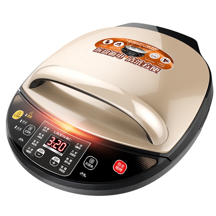 

Automatic Double Heating Household Electric Baking Pan Pancake Machine Electricity Cake Clang(Gold)