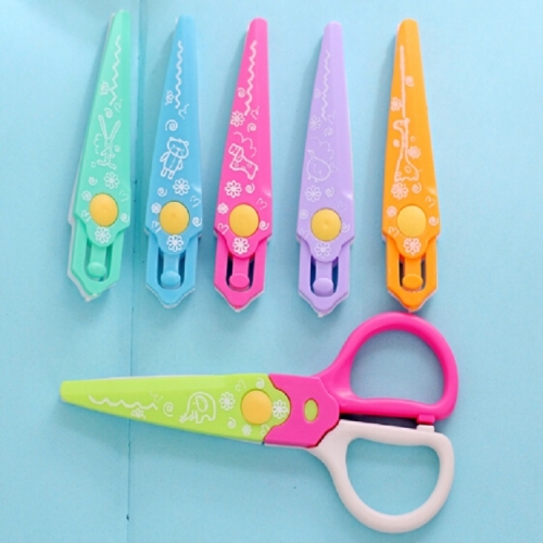 

Children Stationery Creative Lace Scissors 3/6 Knife Head Manual Safety Plastic Scissors Random Color Delivery, Size:6 Packs